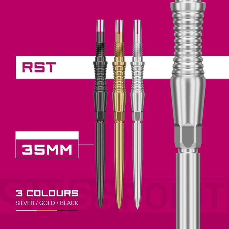 Target Darts نقاط دارت سويس بوينت ستورم، RST (طقم 3 قطع من النصائح) 30MM/35MM/42MM – ذهبية/فضية/سوداء | تغيير نقاط الدارت، نقاط سويس ستورم، ملحقات دارت احترافية - Image 5